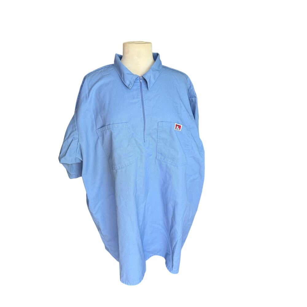 Ben Davis Sort sleeve solid 1/2 zip Shirt - Light Blue